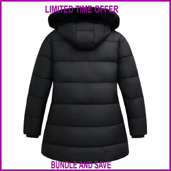 Plus Size Down Coat Waterproof Windproof Detachable Hood Flannel Lined - Picture 3 of 6